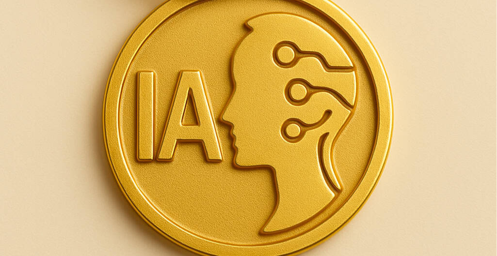 A gold medal with the word ai on it